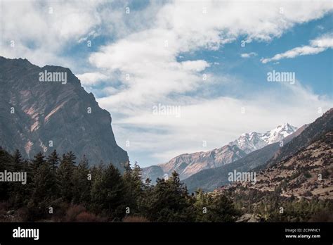 Mountains By Upper Pisang Mountain Village Trekking Annapurna Circuit