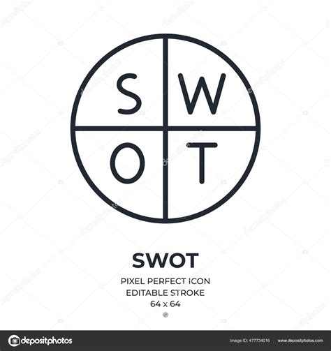 Swot Analysis Editable Stroke Outline Icon Isolated White Background Flat Stock Vector Image By