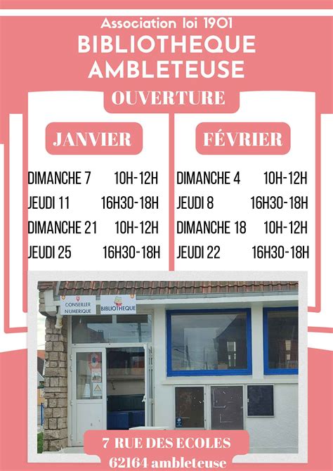 Horaires D Ouverture De La Biblioth Que Pour Janvier Et F Vrier