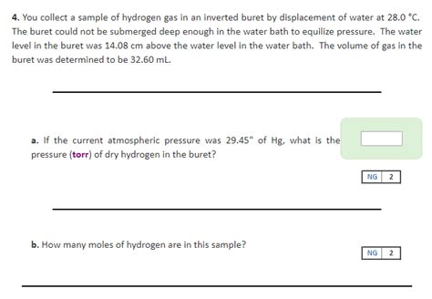 Solved You Collect A Sample Of Hydrogen Gas In An Chegg