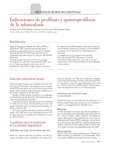 Indicaciones De Profilaxis Y Quimioprofilaxis De La Tuberculosis