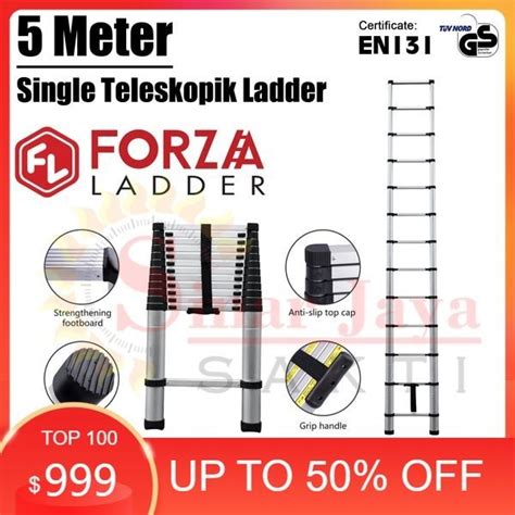 Jual Tangga Lipat Alumunium Teleskopik Single 5 Meter Forza 5 M