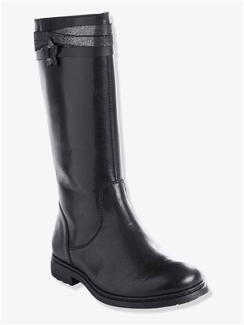 Bottes Cuir Fille Style Cavalières Noir Vertbaudet Bottes Cuir