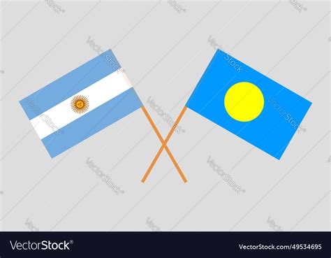 Crossed Flags Of Argentina And Palau Official Vector Image