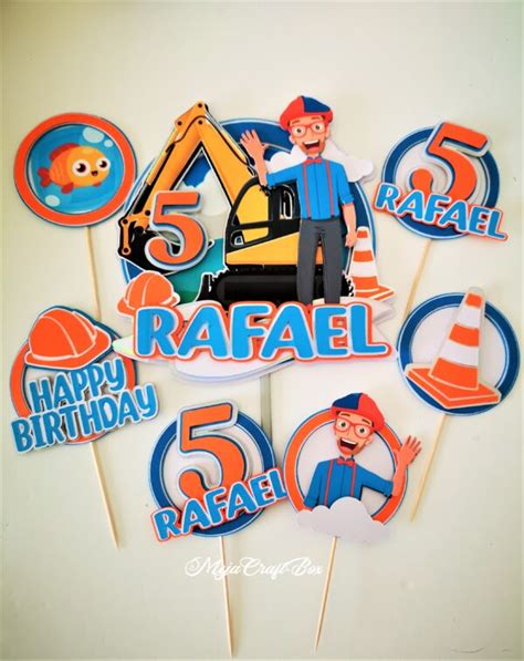 Blippi Inspired 3d Cake Topper Cupcake Sticks