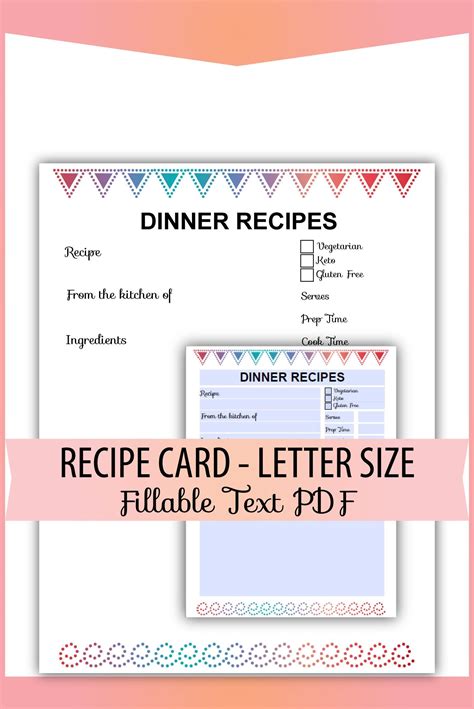 Recipe Card Fillable Editable PDF And Printable To Fill By Etsy In