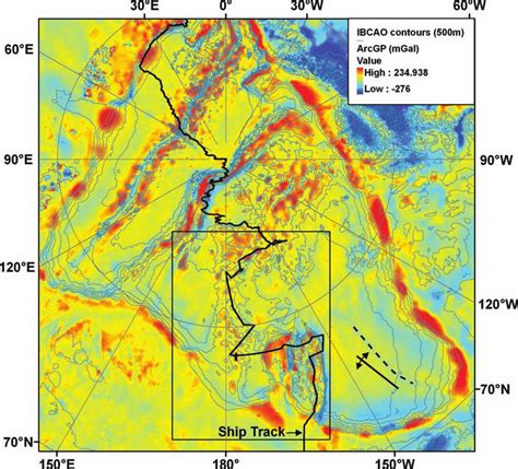 Regional Gravity Anomaly Map Gravity Data Are Plotted From The Arctic