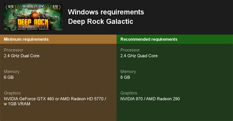 Deep Rock Galactic System Requirements Can I Run Deep Rock Galactic