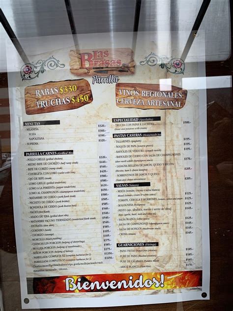 Menu At Las Brasas Restaurant San Carlos De Bariloche