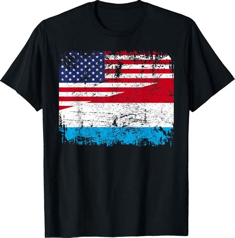 LUXEMBOURG ROOTS | Half American Flag | LUXEMBOURG FLAG T-Shirt