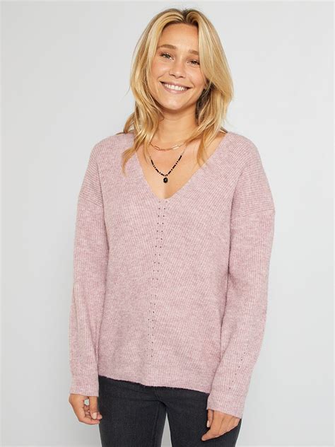 Pull Col V Vieux Rose Kiabi 15 00