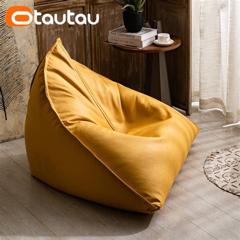 Otautau Triangle Faux Leather Bean Bag Cover No Filler Floor Seat