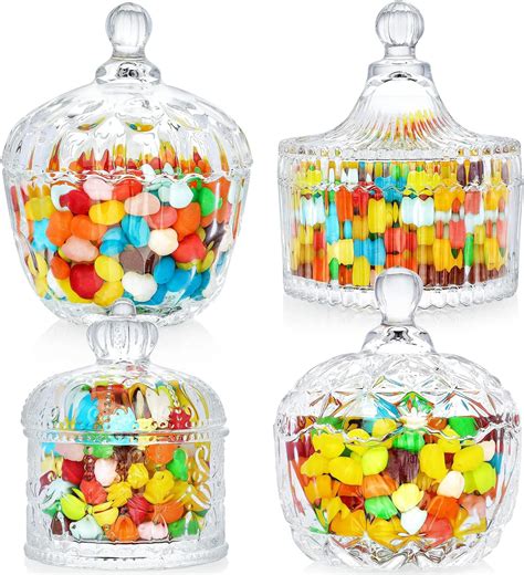 Maxcheck 2 Pcs Colorful Glass Candy Dishes 9 Oz Crystal Glass Storage Snack Cookie