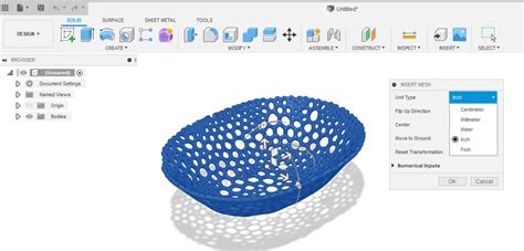 Fusion Help How To Insert A Mesh Body Into Fusion Autodesk