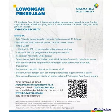 Lowongan Kerja Pt Angkasa Pura Solusi Integra Agustus