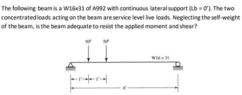 Solved The Following Beam Is A W16x31 Of A992 With Chegg