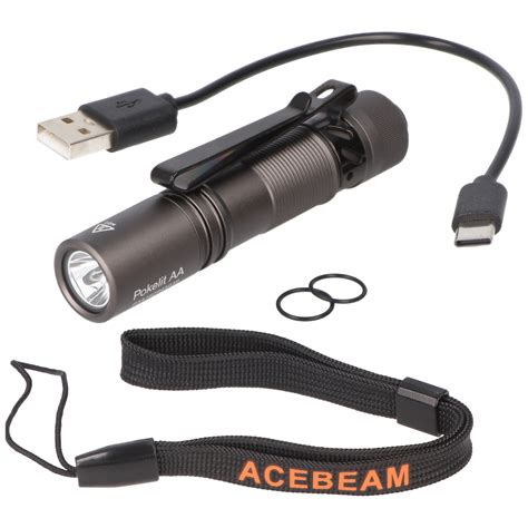 Acebeam Pokelit Aa Led Zaklamp Met Maximaal Lumen Kleur Grijs