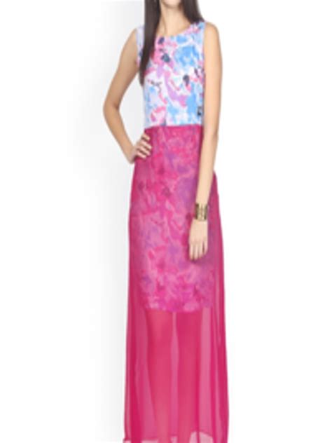 Buy Athena Blue And Pink Printed Maxi Dress Dresses For Women 1158495