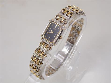 Vintage Seiko Gold Silver Genuine Diamond Womens Quartz Watch — New Avenue