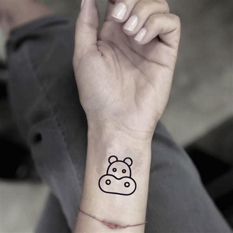 Hippo Temporary Fake Tattoo Sticker Set Of 2 Etsy