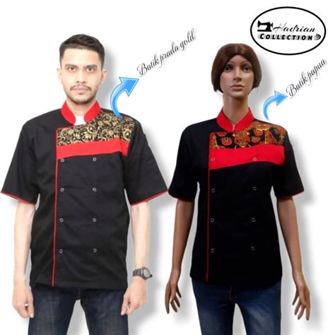 Jual Baju Koki Profesional Baju Chef Baju Masak Motip Batik Pria Wanita