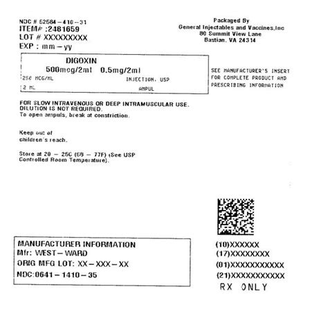 Digoxin Injection Package Insert Drugs