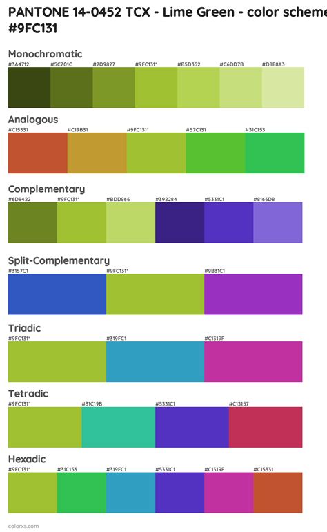 Pantone 14 0452 Tcx Lime Green Color Palettes