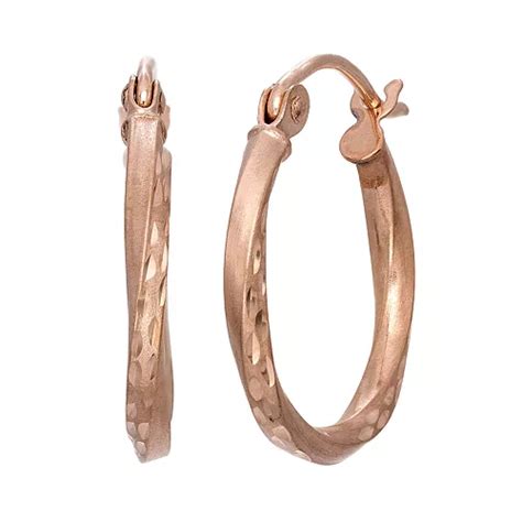 14k Rose Gold Twisted Hoop Earrings