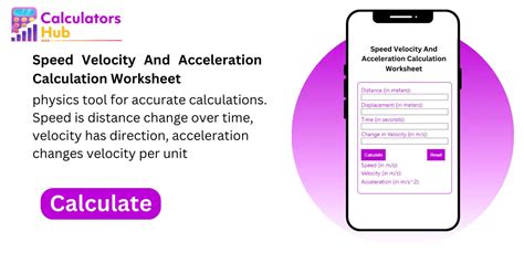 Speed Velocity And Acceleration Calculation Worksheet Online