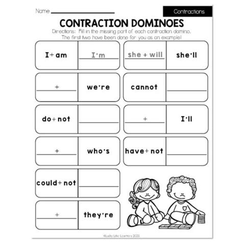 Fall Early Finishers 2nd Grade Ela Contractions Contraction Dominoes Lucky Little Learners