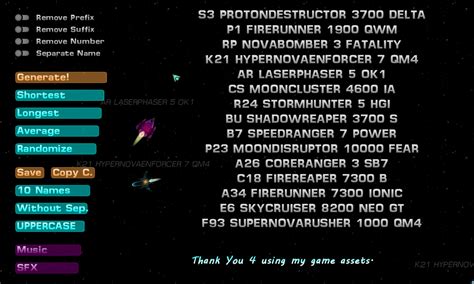 Spaceship Name Generator Tool By Gamesupplyguy