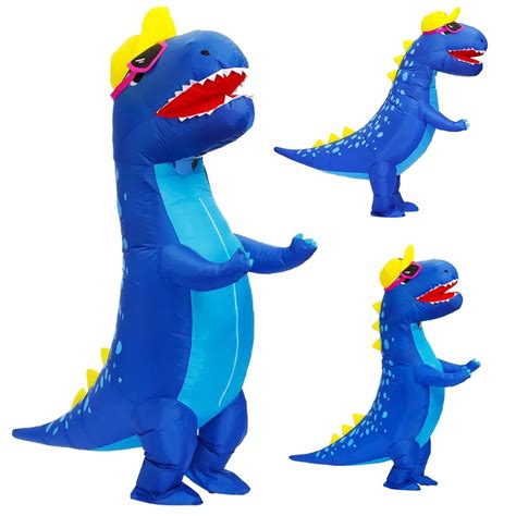 Kooy Adult Blue T Rex Inflatable Dinosaur Costume Cartoon Anime Funny