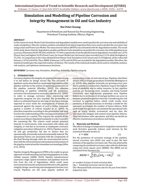 Simulation And Modelling Of Pipeline Corrosion And Integrity Management