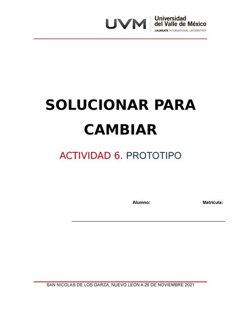 ACT 6 ACTIVIDAD 6 SOLUCIONAR PARA CAMBIAR ACTIVIDAD 6 PROTOTIPO