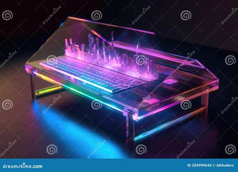 Holographic Keyboard on a Sleek Glass Surface Stock Illustration ...