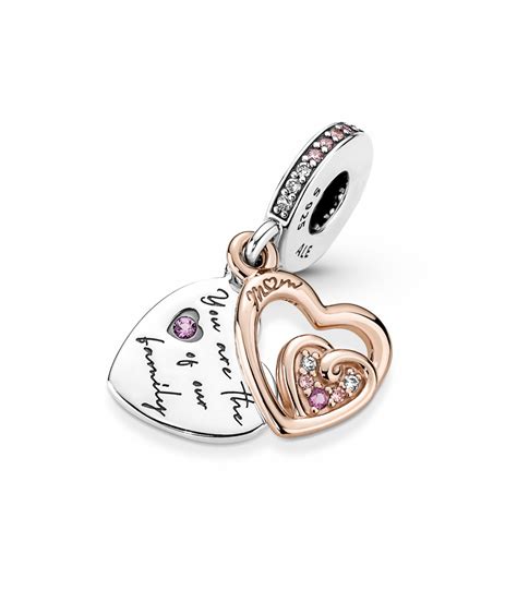 Charm Colgante Pandora Doble Corazones Infinitos Entrelazados Bicolor