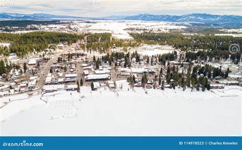 Aerial View of McCall Idahi in Winter from the Lake Side Stock Image ...