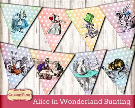 Alice In Wonderland Printable Bunting Party Decoration