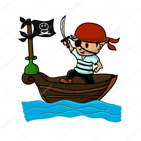 Dibujos Animados Pirata En Barco Vector De Stock 112275212