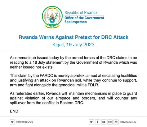 Rwanda Government Communications On Twitter RWANDA WARNS AGAINST