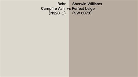 Behr Campfire Ash N320 1 Vs Sherwin Williams Perfect Beige Sw 6073 Side By Side Comparison