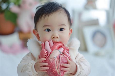 Premium Photo Asian Infant Heart Health Campaign For Congenital Heart