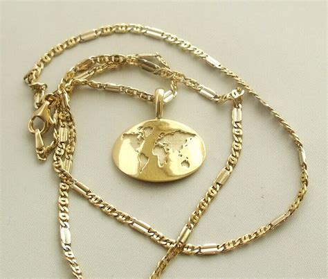 Gouden Collier Met Wereldkaart Hanger Kopen Gouden Hanger