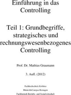 Einführung in das Controlling Teil 1 Grundbegriffe strategisches und