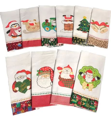 Kit Panos Prato Natal Bordado Patchwork C Bainha Barrado Mercadolivre