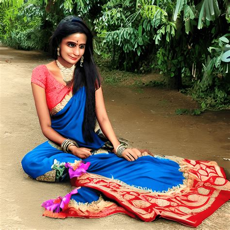 Beautiful Slim Indian Girl In Saree Holding Peacock · Creative Fabrica