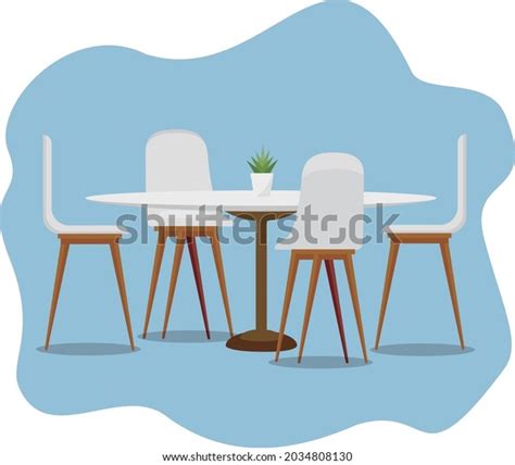 Dining Table Set Vector Illustration Stock Vector Royalty Free