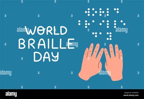 Día Mundial De Braille Mensaje En Alfabeto Braille Imagen Vector De