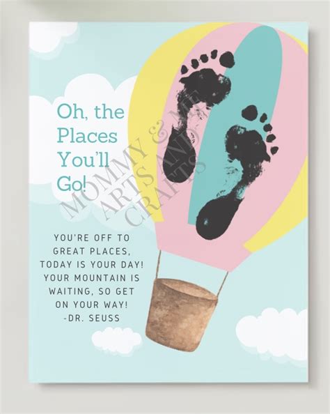 Dr Seuss Hot Air Balloon Footprints Keepsake Oh The Places You Will Go Mommy Me Arts And