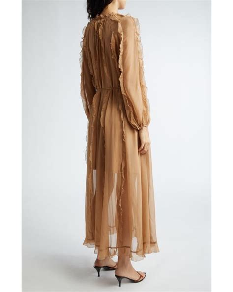 Zimmermann Tranquility Billow Long Sleeve Silk Georgette Dress In